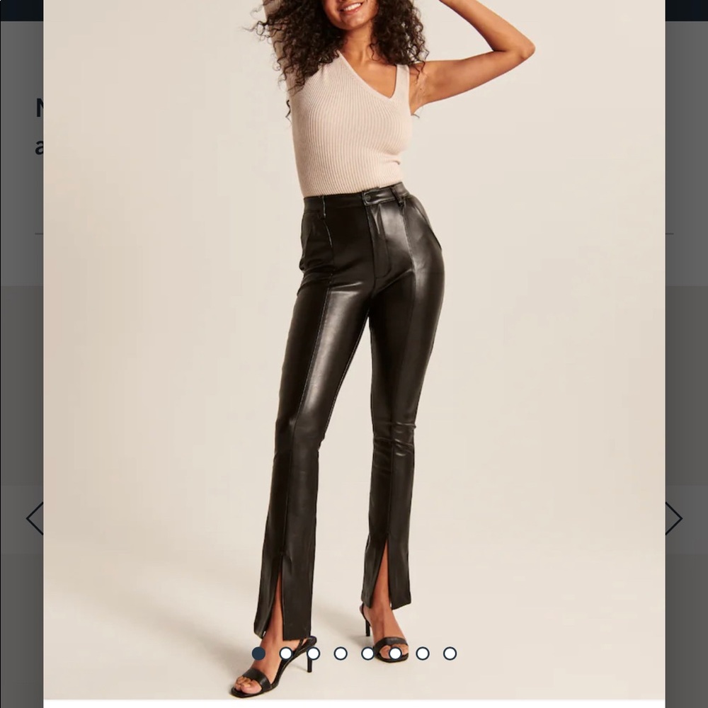 Vegan Leather Split-Hem Pants in Black size 23S (000S)